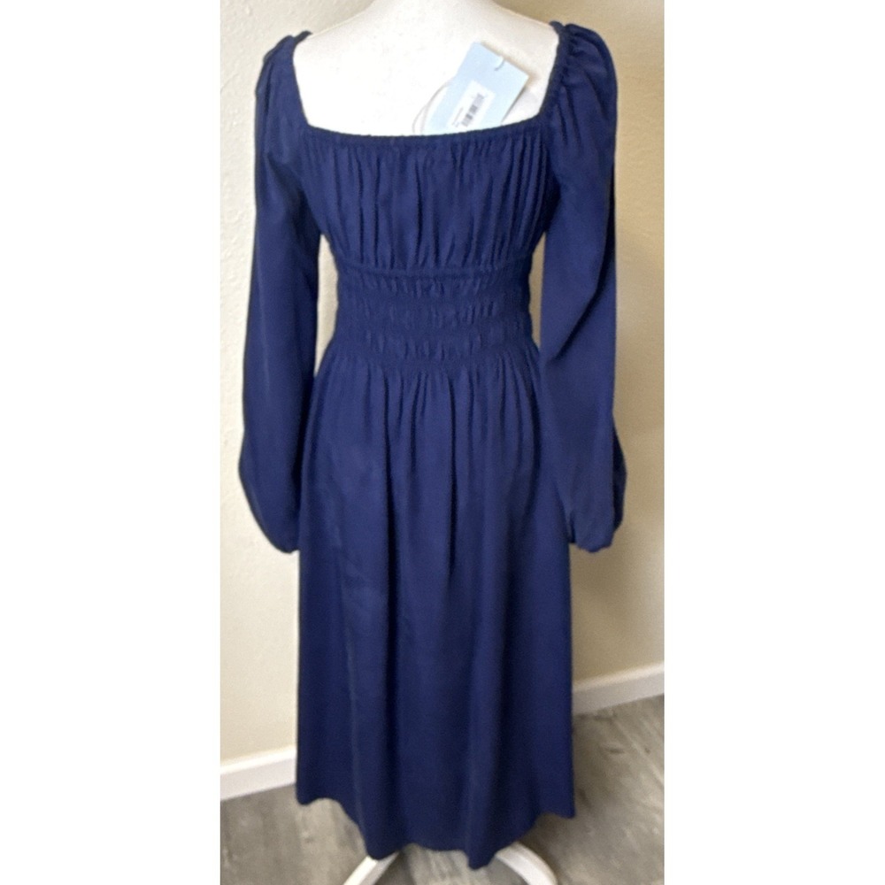 Hill House Jasmine Nap Dress Midi Small Navy Blue Lyocell Boho Timeless Staple - Picture 3 of 10